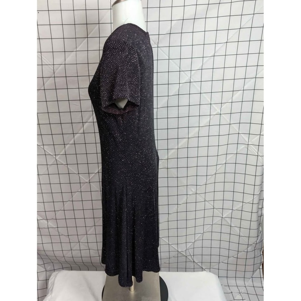 Maurices ~ Glitter Dot A-Line Dress ~ Size Large ~Black/Silver Short Sleeve Knit - Picture 6 of 10